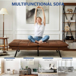 NEW! Leather Futon Couch/Sofa Memory Foam, Morden Convertible Sofa Bed