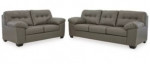 Grey-Black Leather Sofa & Loveseat with Chrome Legs