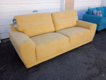 Mid-Century Modern Upholstered Yellow Sun Sofa