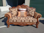 ACME Elegant Victorian Brown Floral Loveseat Sofa