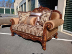 ACME Elegant Victorian Brown Floral Loveseat Sofa
