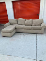Free Delivery - Tan Sectional Sofa / Couch with Pullout Bed and Chaise