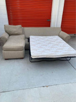 Free Delivery - Tan Sectional Sofa / Couch with Pullout Bed and Chaise