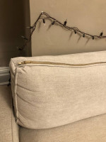 LIKE NEW Modern Sofa in Solid Wood + Beige Soft Chenille