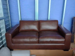 NEW Extra-Deep Top-Grain Brown Leather Loveseat Sofa