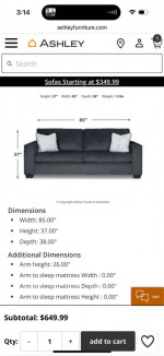 ~~ Altari Queen Sofa Sleeper ** Ashley furniture * Sofa Sleeper Couch