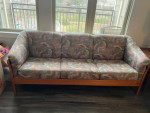 Modern Teak Upholstered Sofa / Couch & Chair
