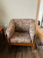Modern Teak Upholstered Sofa / Couch & Chair