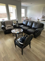 Leather Stationary Sofa and Chair from Stacy’s Furniture