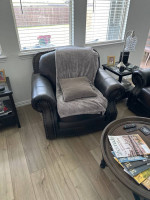 Leather Stationary Sofa and Chair from Stacy’s Furniture