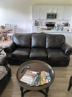 Leather Stationary Sofa and Chair from Stacy’s Furniture