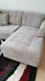 L Shape Sectional Light Grey/Beige Sofa