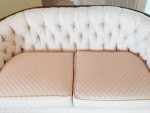 MCM Tufted Wood Trim Sofa and Loveseat