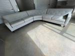 Ethan Allen Marcus 3 Piece Gray Tufted Modern Sectional Couch Sofa