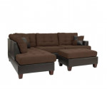 Brand New Brown Linen Sectional Sofa Couch +Ottoman