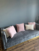 Gray & Gold Velvet Sofa For Sale!!!
