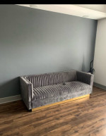 Gray & Gold Velvet Sofa For Sale!!!