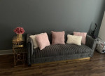 Gray & Gold Velvet Sofa For Sale!!!