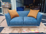 NEW Mid-Century Modern Velvet Navy Blue Loveseat Sofa