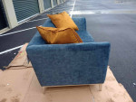 NEW Mid-Century Modern Velvet Navy Blue Loveseat Sofa
