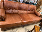 Thomasville Brown Burgundy Tone Leather Sofa