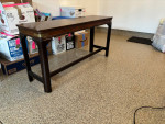 Dark wood stained sofa table