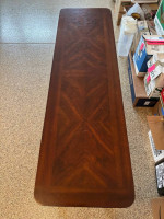 Dark wood stained sofa table
