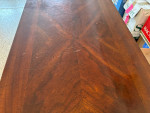 Dark wood stained sofa table
