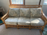Benchcraft Mid Century Rattan Wicker Bamboo Sofa & Love Seat