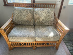 Benchcraft Mid Century Rattan Wicker Bamboo Sofa & Love Seat