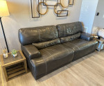 Leather 2 Seat Power Reclining Sofa - Charcoal