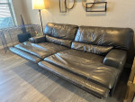 Leather 2 Seat Power Reclining Sofa - Charcoal