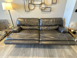 Leather 2 Seat Power Reclining Sofa - Charcoal