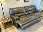 Leather 2 Seat Power Reclining Sofa - Charcoal