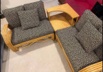 Mid-Century Modern Rattan 3 Piece Sofa Set