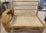 Mid-Century Modern Rattan 3 Piece Sofa Set