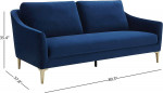 Contemporary Velvet Sofa Couch, 80.3"W, Blue