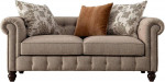 70" Tufted Sofa with Scroll Arms, Brown