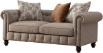70" Tufted Sofa with Scroll Arms, Brown