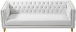Contemporary Sofa with Deep Button Tufting, White