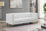 Contemporary Sofa with Deep Button Tufting, White