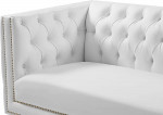 Contemporary Sofa with Deep Button Tufting, White