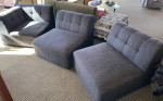 3-Section Sectional Sofa Couch (Dark Navy/Grey)