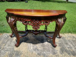 Solid Mahogany Entryway table or Sofa Table Large, Ornate French Inf.