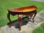 Solid Mahogany Entryway table or Sofa Table Large, Ornate French Inf.