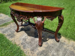 Solid Mahogany Entryway table or Sofa Table Large, Ornate French Inf.