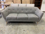 World Market Nelson Mid Century Tufted Sofa Dark Gray Black Tweed New