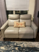 Bobs furniture leather recliners sofa set