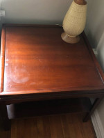 Beautiful Sofa side table with shelf in cherry stained wood