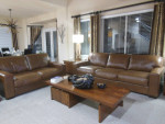 100% Italian Leather Modern Sofa and Loveseat